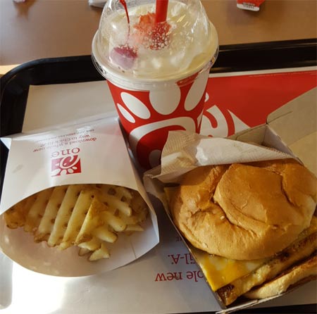 chick fil a peach milkshake bbq chicken